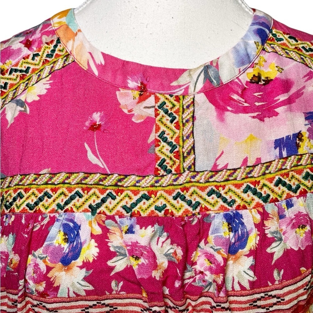 Vineet Bahl Vibrant Floral Sleeveless Blouse - Pink Multicolor - Picture 4 of 15